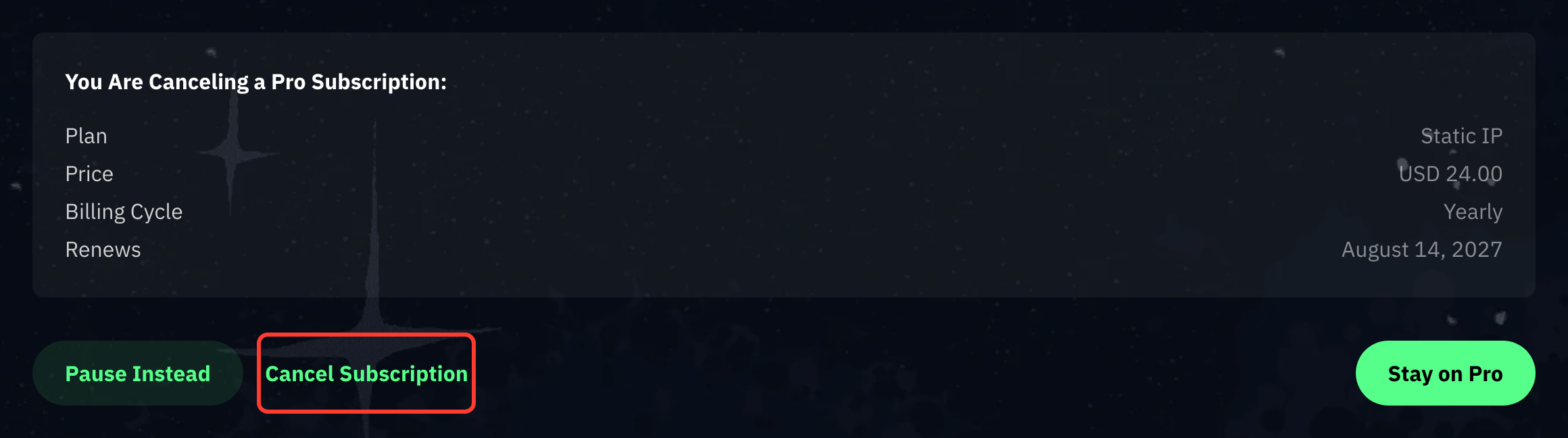 Cancel Subscription on the Think Before You Cancel page